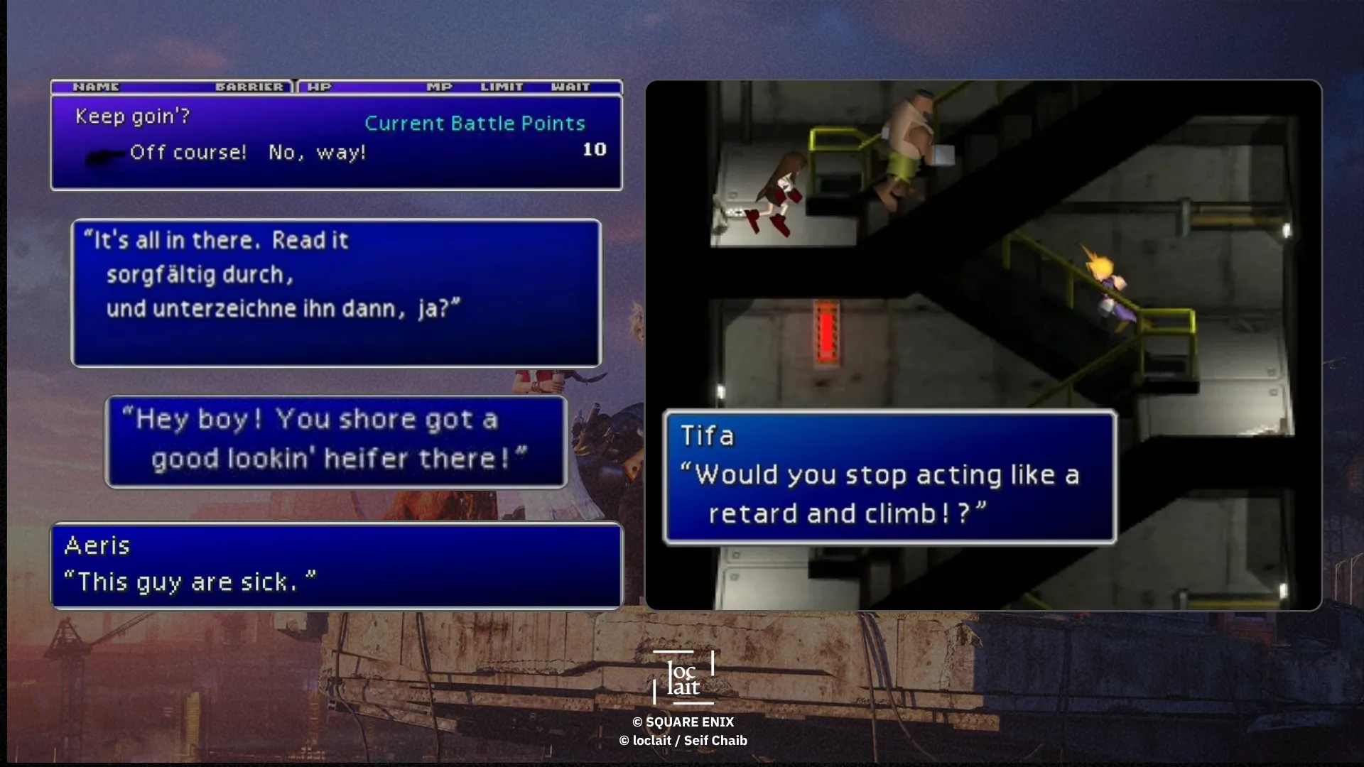 Some famous translation errors / choices from Final Fantasy VII's English localization